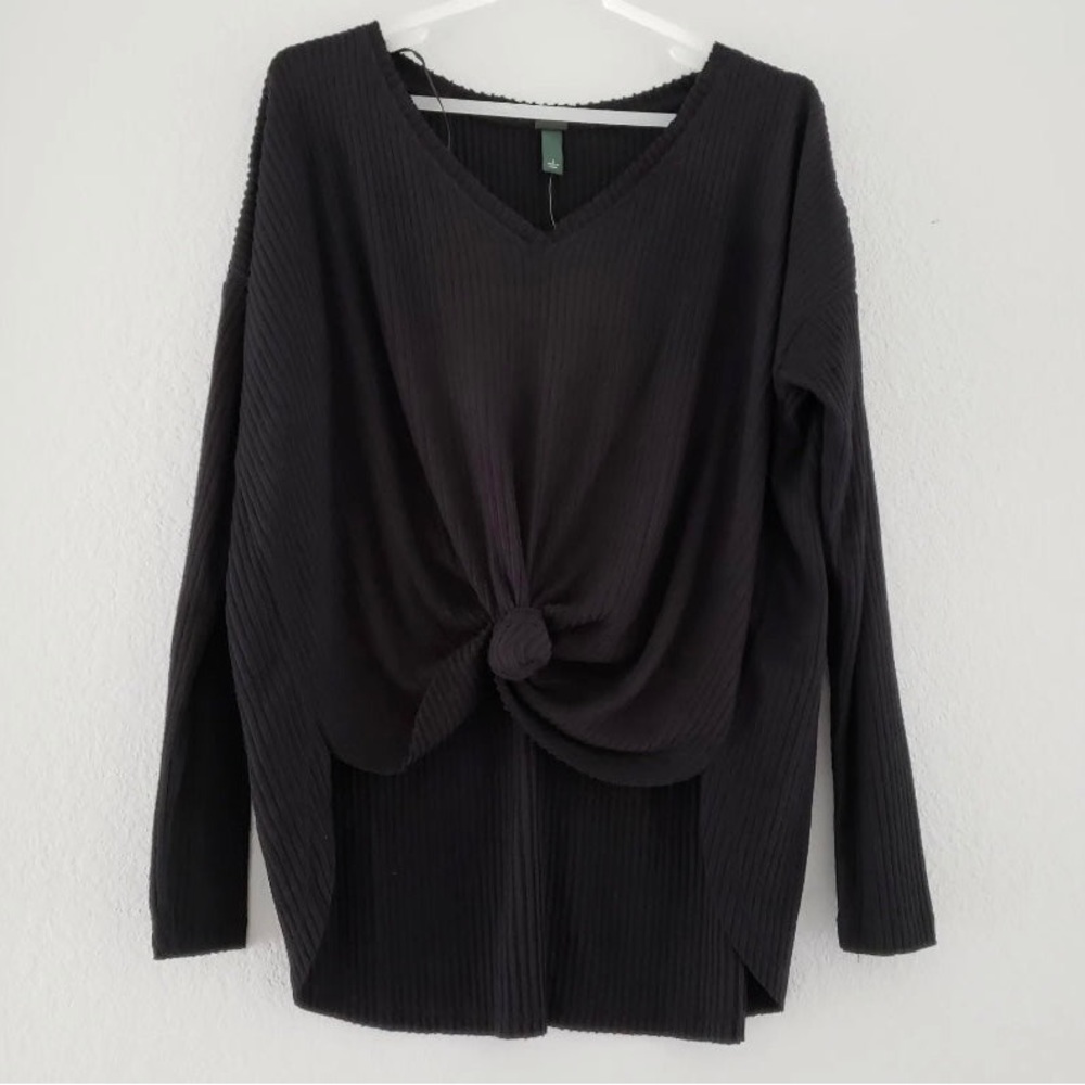 Wild Fable Women's Long Sleeve V-Neck Cozy Ribbed T-Shirt